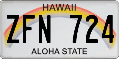 HI license plate ZFN724