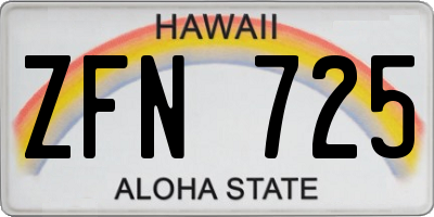HI license plate ZFN725
