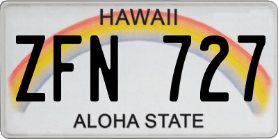 HI license plate ZFN727