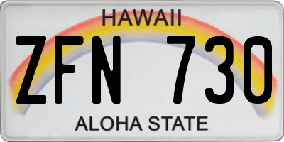 HI license plate ZFN730