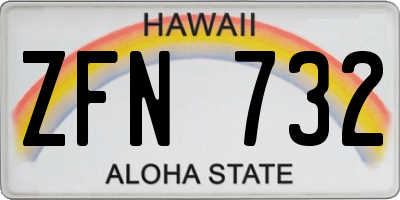 HI license plate ZFN732