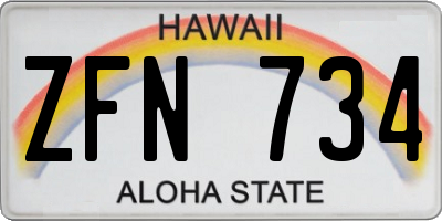 HI license plate ZFN734