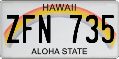 HI license plate ZFN735