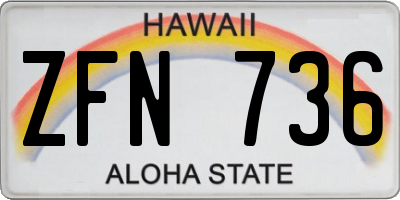 HI license plate ZFN736