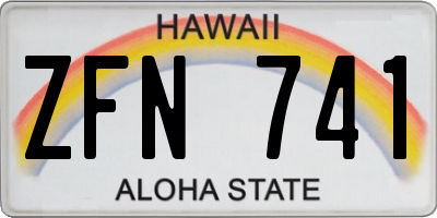 HI license plate ZFN741
