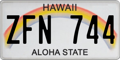 HI license plate ZFN744