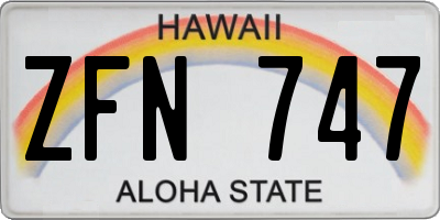HI license plate ZFN747