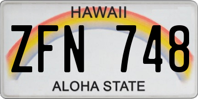 HI license plate ZFN748