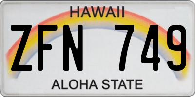 HI license plate ZFN749
