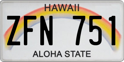 HI license plate ZFN751