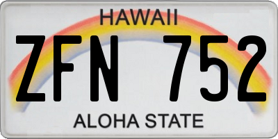 HI license plate ZFN752
