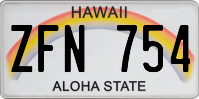 HI license plate ZFN754