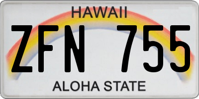HI license plate ZFN755