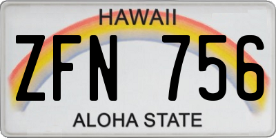 HI license plate ZFN756