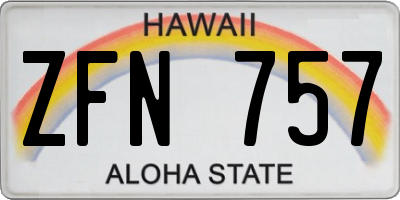 HI license plate ZFN757