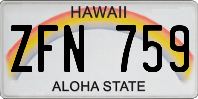 HI license plate ZFN759