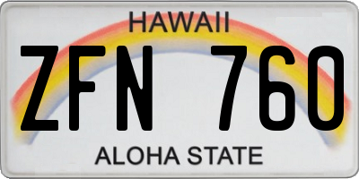 HI license plate ZFN760
