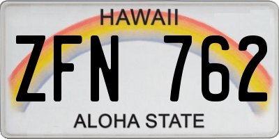 HI license plate ZFN762