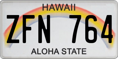 HI license plate ZFN764