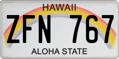 HI license plate ZFN767