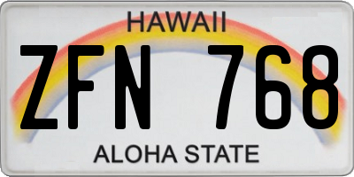 HI license plate ZFN768
