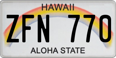 HI license plate ZFN770