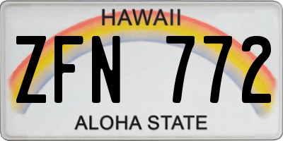 HI license plate ZFN772