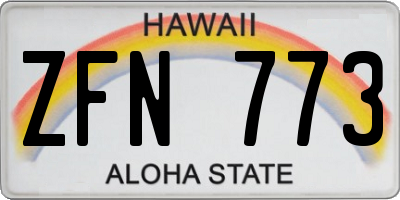 HI license plate ZFN773
