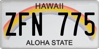 HI license plate ZFN775
