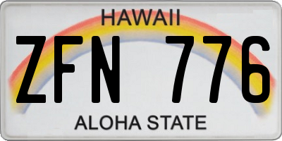 HI license plate ZFN776