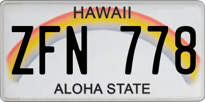 HI license plate ZFN778