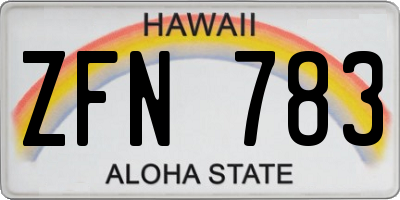 HI license plate ZFN783