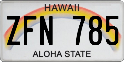 HI license plate ZFN785