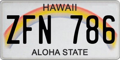 HI license plate ZFN786