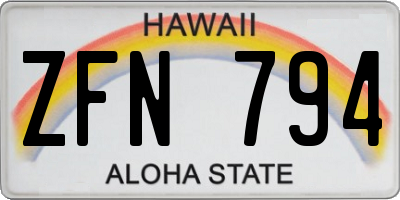 HI license plate ZFN794