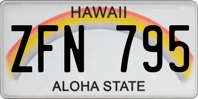 HI license plate ZFN795