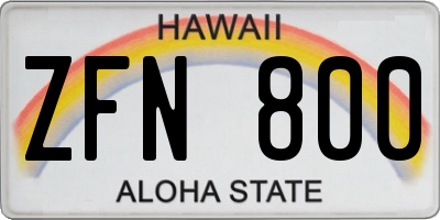 HI license plate ZFN800