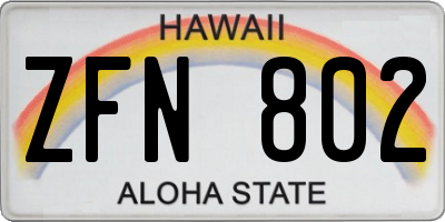 HI license plate ZFN802