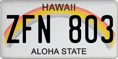 HI license plate ZFN803