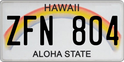 HI license plate ZFN804
