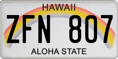 HI license plate ZFN807
