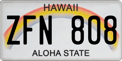 HI license plate ZFN808
