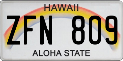 HI license plate ZFN809