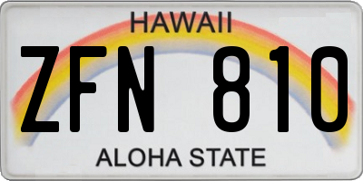 HI license plate ZFN810