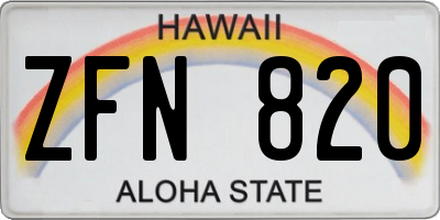 HI license plate ZFN820