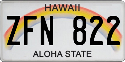 HI license plate ZFN822