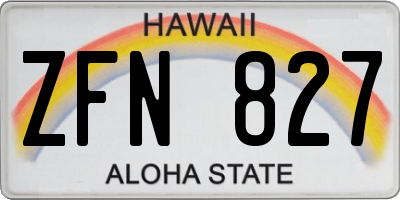HI license plate ZFN827