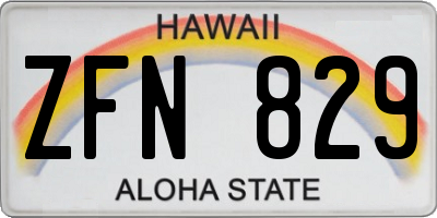HI license plate ZFN829