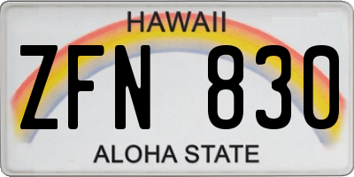 HI license plate ZFN830
