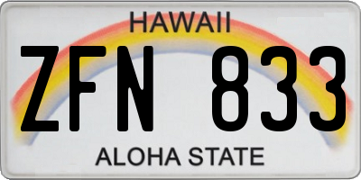 HI license plate ZFN833